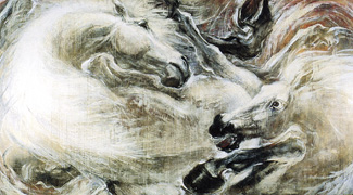 『白馬交歓の図』 作・十時孝好